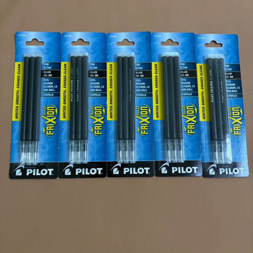 Pilot FriXion Ball 0.7mm Fine Black Gel Ink Refills 5 Packs 15 Total FX7R3BLK